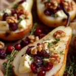 Baked Pears with Brie, Walnuts, and Cranberries