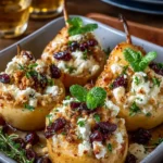 Baked Pears with Feta, Honey, and Cranberries