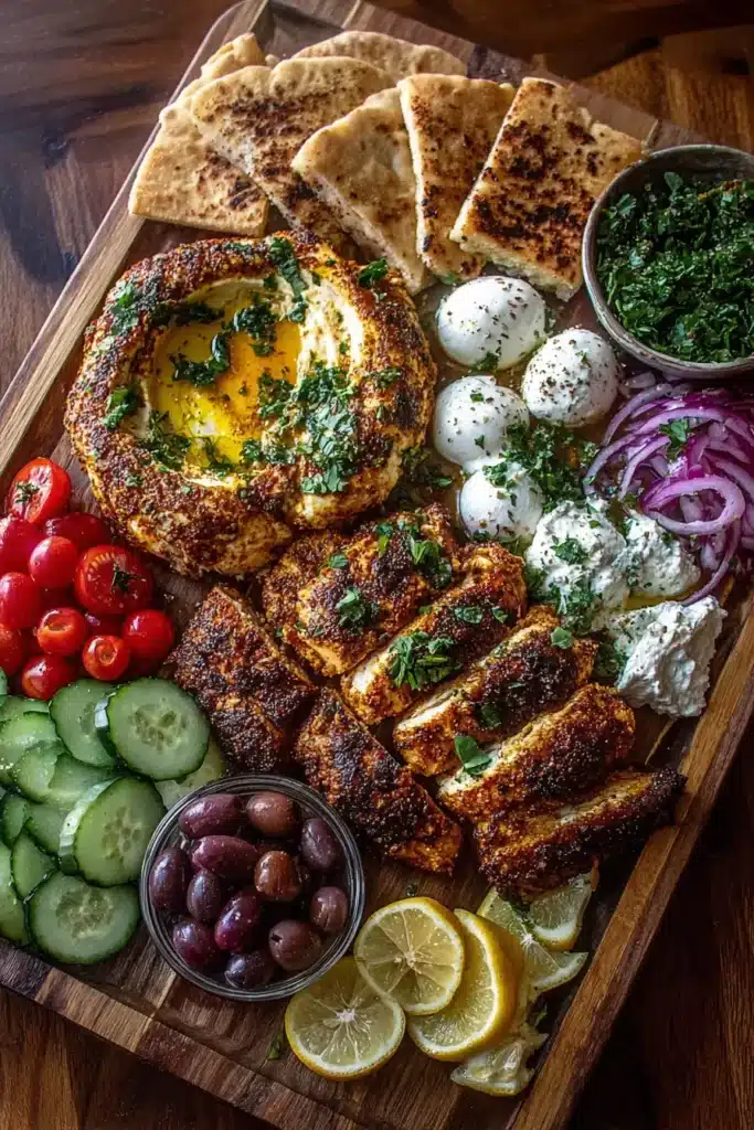 Burrata & Greek Chicken Mezze Grazing Board