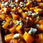 Caramelized Butternut Squash with Blue Cheese and Cranberry-Maple Glaze