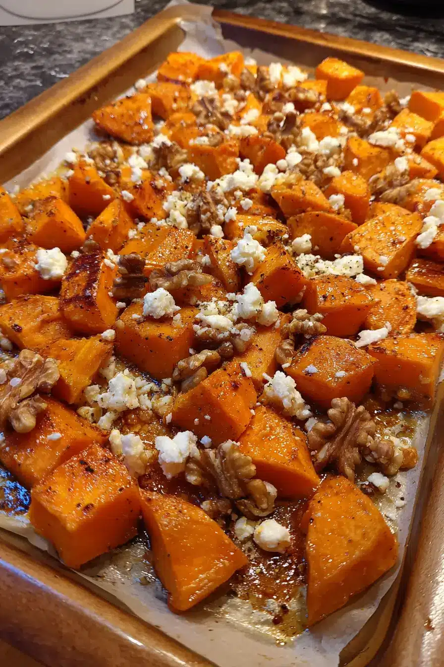 Caramelized Sweet Potatoes with Maple, Feta & Crunchy Walnuts