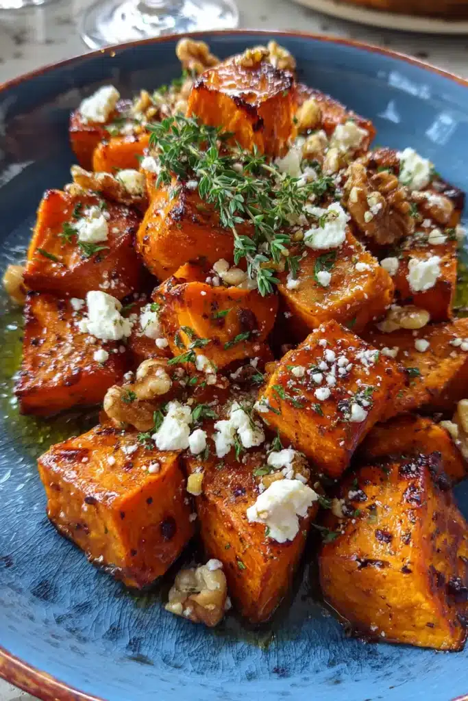 Caramelized Sweet Potatoes with Maple, Feta & Crunchy Walnuts