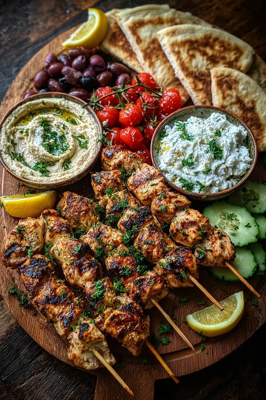 Chicken Souvlaki Party Skewers Board