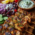 Chicken Souvlaki Skewers with Mezze Tapas
