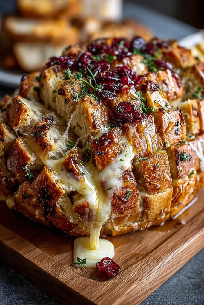 Cranberry Brie Honey Sourdough Pull-Apart Bread