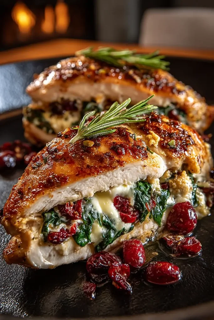 Cranberry & Spinach Stuffed Chicken Breasts with Brie