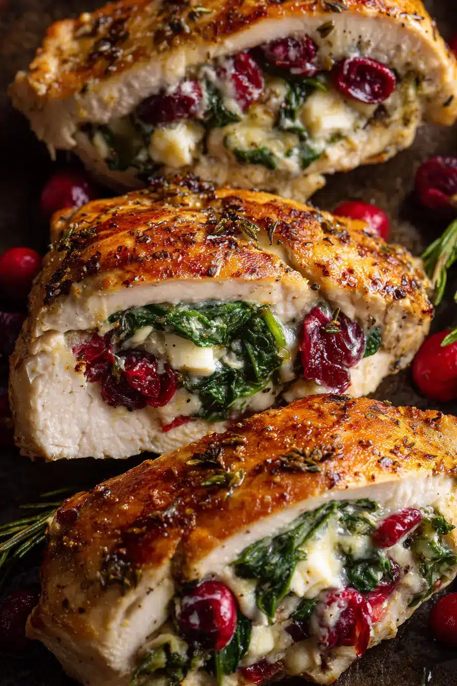 Cranberry & Spinach Stuffed Chicken Breasts with Brie Recipe