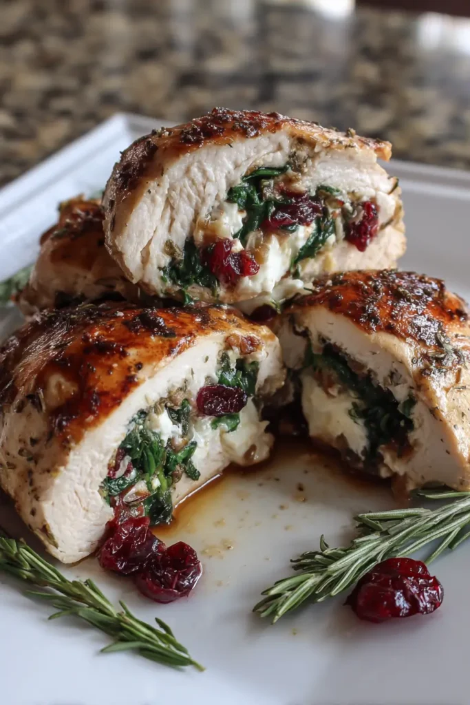 Cranberry & Spinach Stuffed Chicken Breasts with Brie