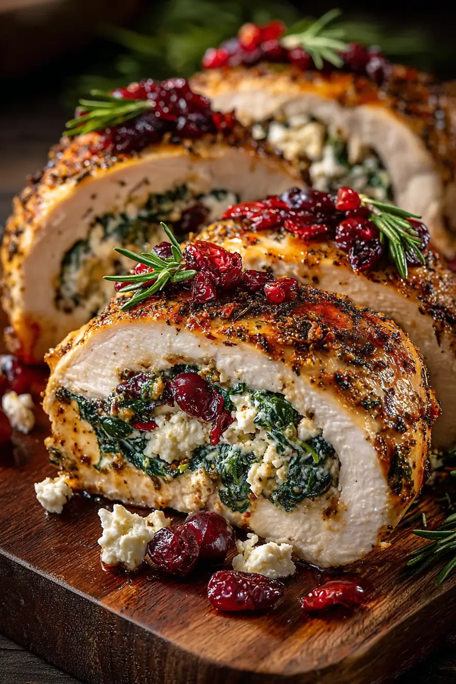 Cranberry & Spinach Stuffed Chicken Breasts with Feta
