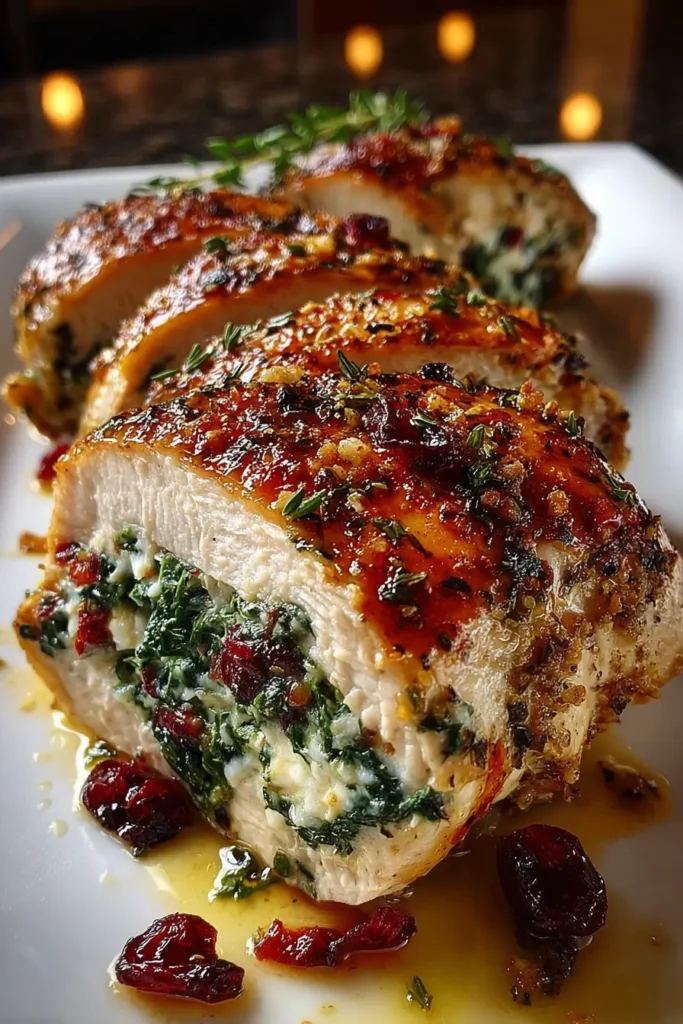 Cranberry & Spinach Stuffed Chicken Breasts with Parmesan