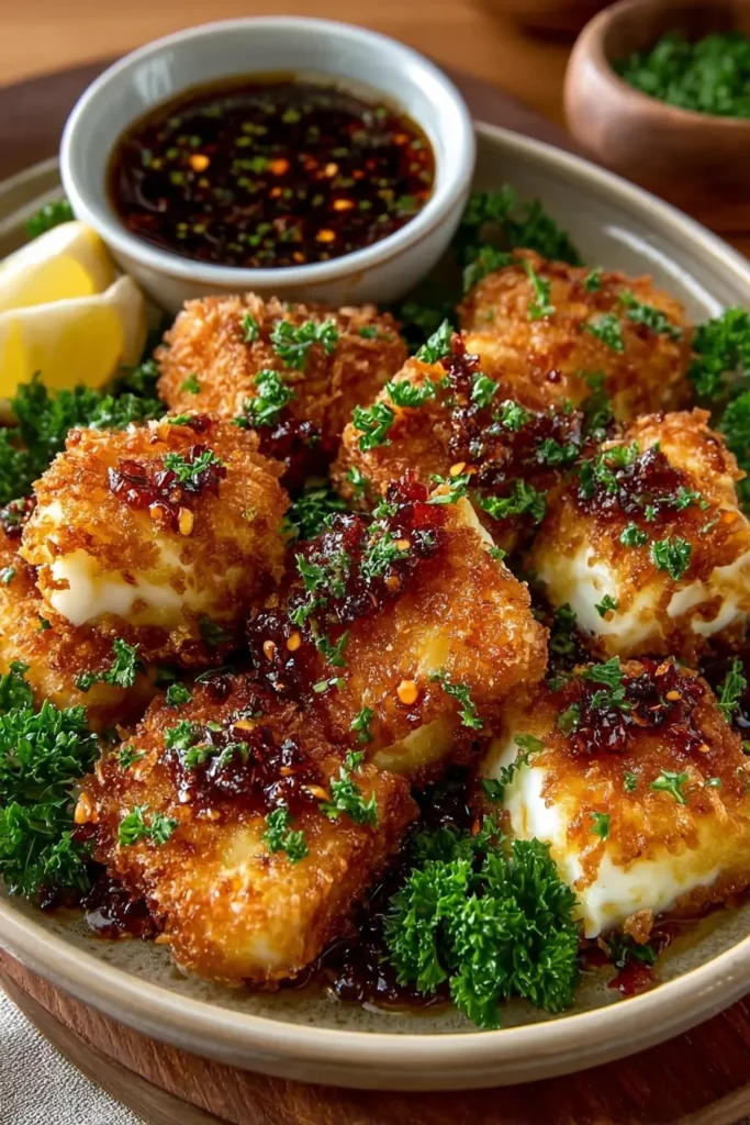 Crispy Chili Honey Halloumi Bites