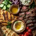 Greek Beef Mezze Platter with Lemon Drizzle