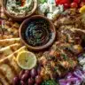Greek Chicken Mezze Platter with Balsamic Drizzle