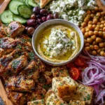 Greek Chicken Mezze Platter with Honey Drizzle