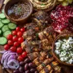 Greek Chicken Mezze Platter with Pomegranate Drizzle