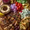 Greek Chicken Mezze Platter with Pomegranate Drizzle