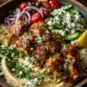 Greek Chicken Souvlaki Bowls with Hummus