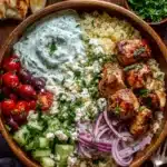 Greek Chicken Souvlaki Bowls with Tzatziki