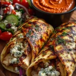 Greek Chicken Wraps & Spicy Harissa Sauce