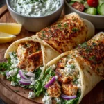 Greek Chicken Wraps with Feta Dip