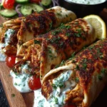 Greek Chicken Wraps with Garlic Yogurt Sauce