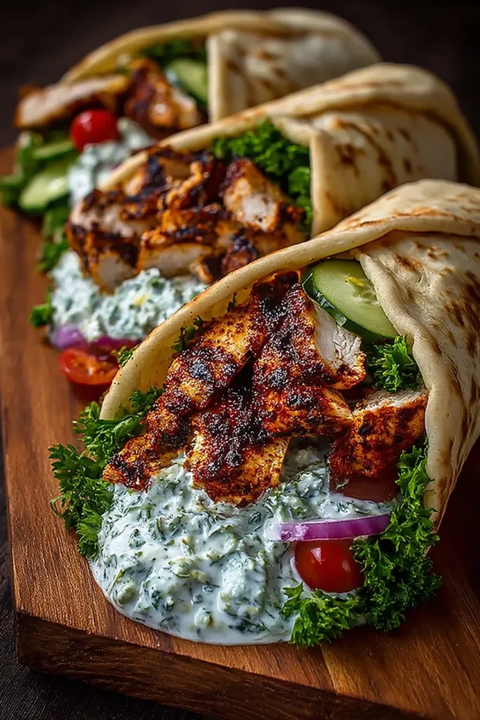 Greek Chicken Wraps with Tzatziki Sauce