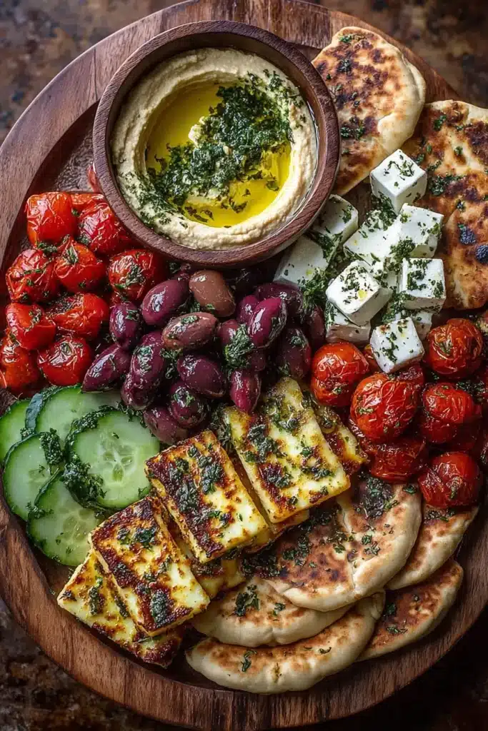 Greek Halloumi Mezze Platter with Herb Dressing