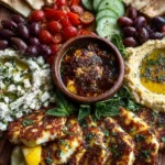 Greek Halloumi Mezze Platter with Lemon Drizzle