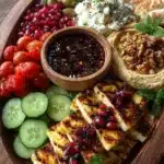 Greek Halloumi Mezze Platter with Pomegranate Drizzle