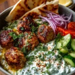Greek Lamb Meatballs with Tzatziki & Pita
