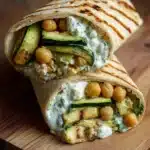 Grilled Zucchini & Feta Chickpea Wrap with Herbed Yogurt Recipe