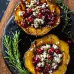 Easy Honey-Glazed Acorn Squash with Feta Cheese and Cranberry Drizzle