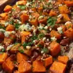 Maple-Roasted Sweet Potatoes with Blue Cheese & Candied Pecans Recipe