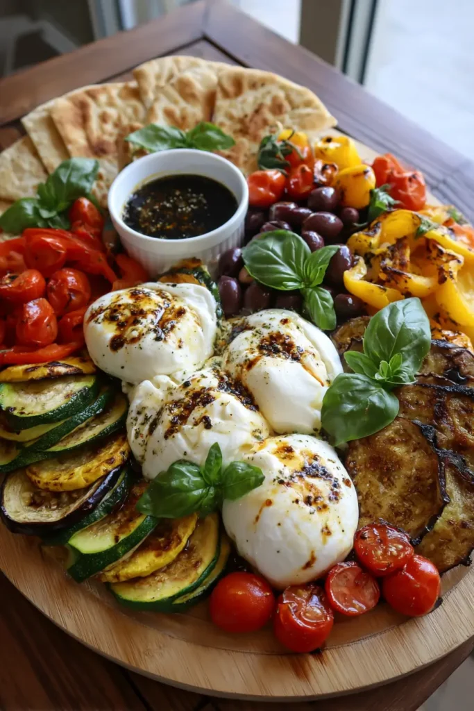 Mediterranean Burrata and Roasted Veggie Board