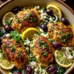 Mediterranean Chicken Bake with Lemon, Olives & Spinach