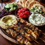 Mediterranean Chicken Skewers with Mezze Sides