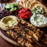 Mediterranean Chicken Skewers with Mezze Sides