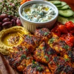 Mediterranean Chicken Skewers with Mezze Tray