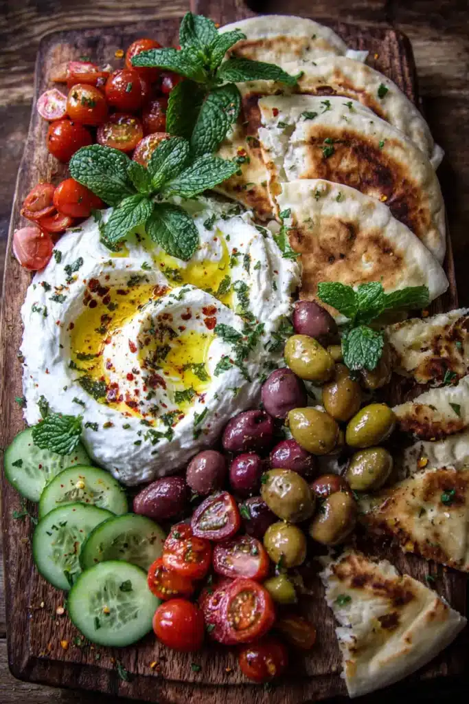 Mediterranean Ricotta and Pita Board