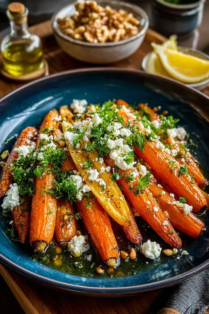 Mediterranean Roasted Carrot Salad with Feta