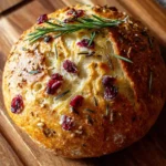 No-Knead Cranberry & Rosemary Bread with Lemon Butter