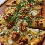 Easy Pear & Blue Cheese Flatbread with Walnut-Honey Drizzle