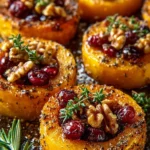 Roasted Butternut Squash Rounds with Honey & Cranberries