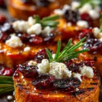 Roasted Sweet Potato Rounds with Honey & Cranberries