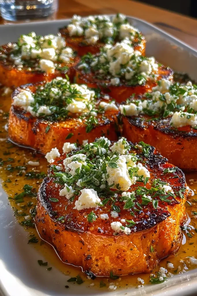 Roasted Sweet Potato Rounds with Honey & Feta