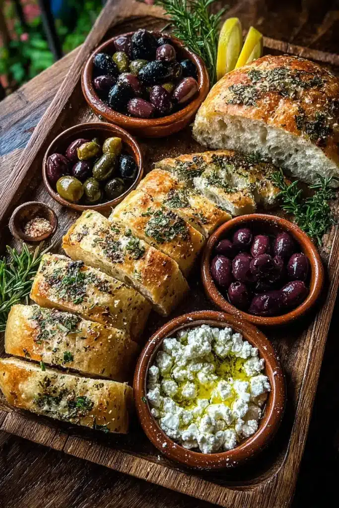 Rustic Greek Bread & Olive Tray