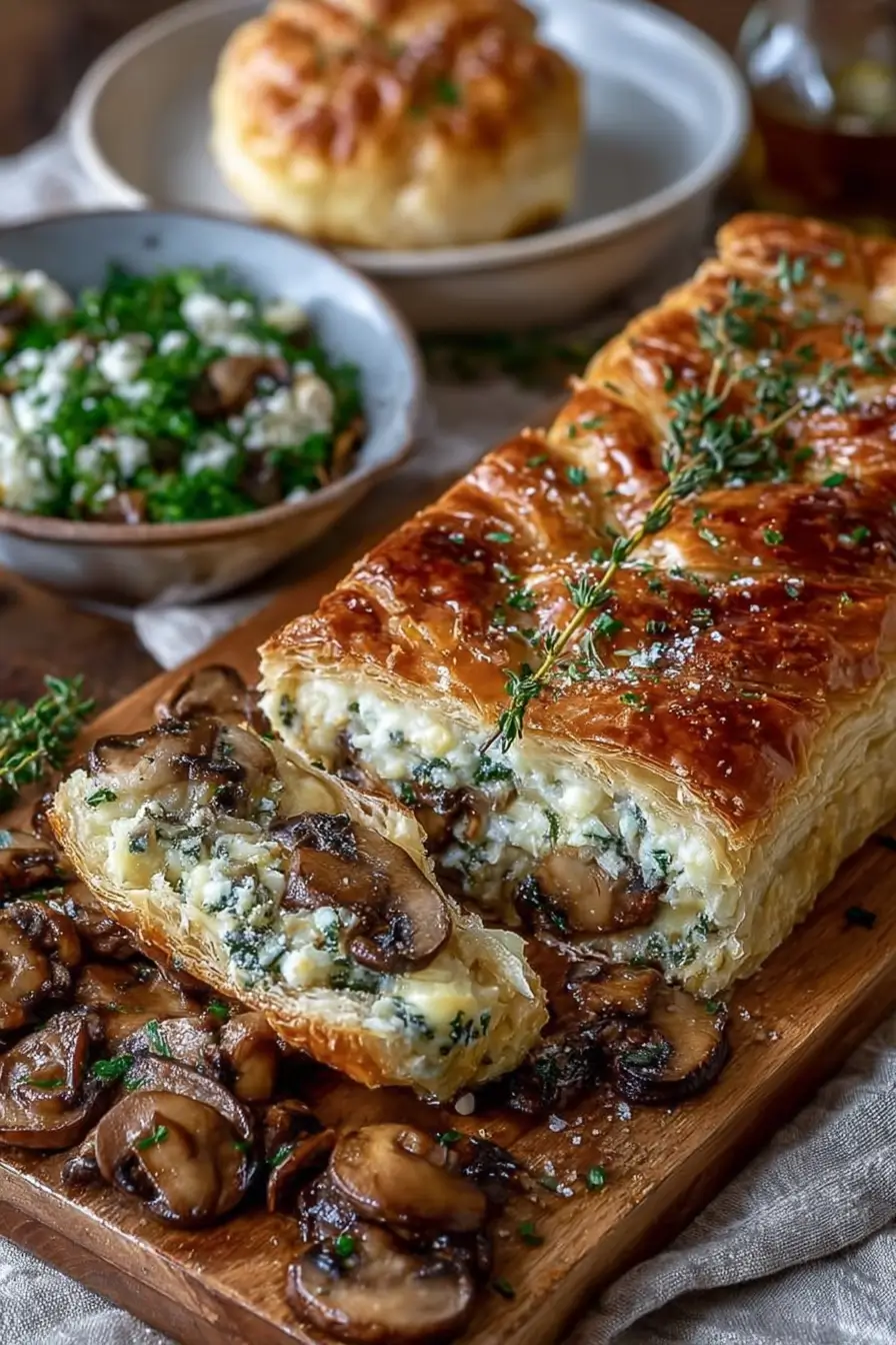 Savory Mushroom & Gruyère Puff Pastry Braid