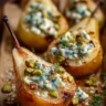 roasted pears with blue cheese and pistachios Recipe