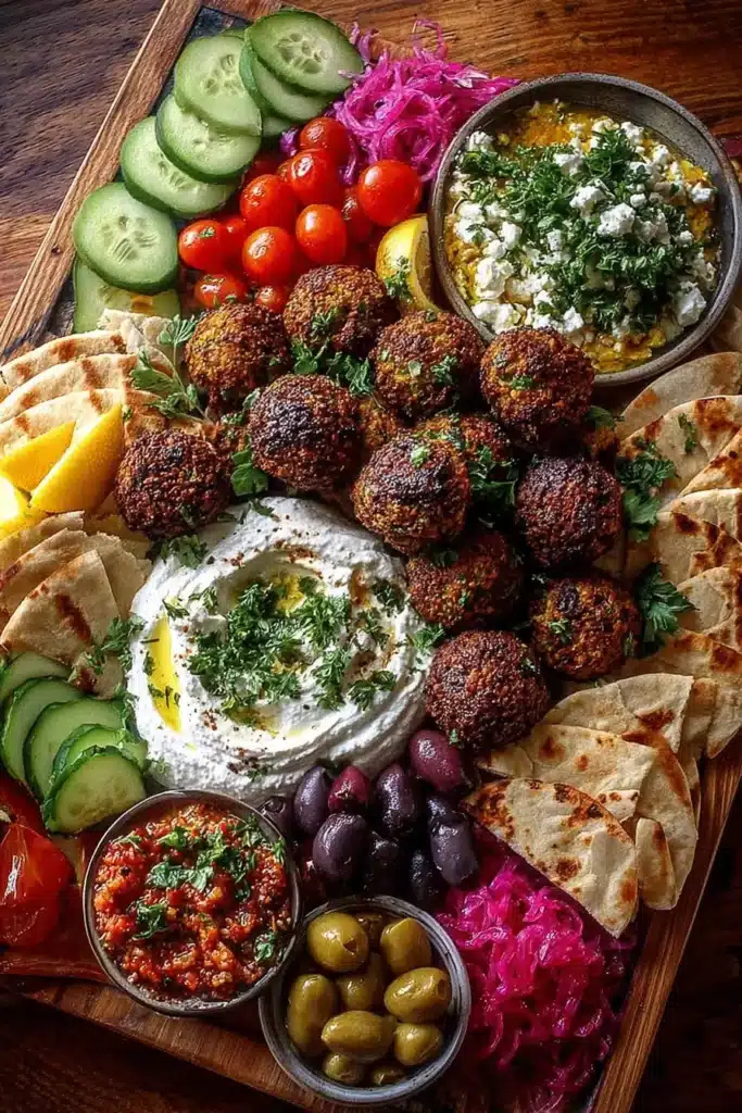 Burrata & Greek Falafel Mezze Grazing Board