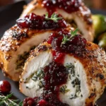 Burrata Stuffed Chicken Breasts with Cranberry Glaze